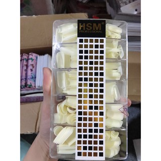 MÓNG ÚP HSM CHÍNH HÃNG LOẠI MẶT NHÁM SẴN - HỘP 500 MÓNG ĐỦ SIZE PHOM VUÔNG CHUẨN ĐẸP KHÔNG CẦN DŨA