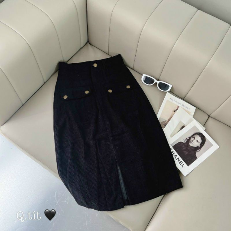 Chân váy Nhung tăm chốt live