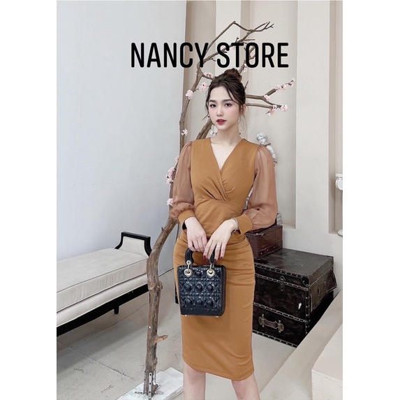 Váy thiết kế nữ ôm body cổ vuông dáng dài tay lửng sang chảnh | BigBuy360 - bigbuy360.vn
