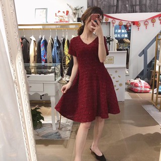 (ORDER) VÁY NHŨ BLING BLING ĐỎ ĐUN( ẢNH THẬT LÀ 3 ẢNH CUỐI )