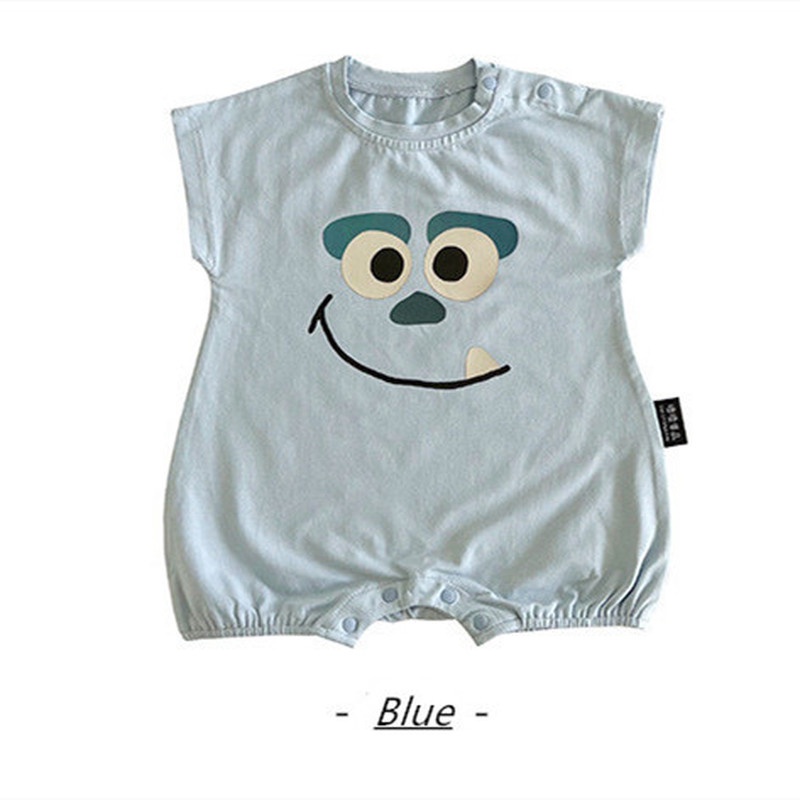 Bộ Áo Liền Quần Vải Cotton Tay Ngắn In Hoạt Hình Dành Cho Bé Sơ Sinh