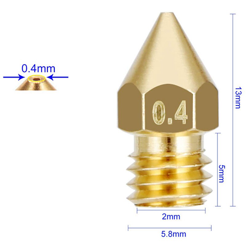 Bộ 30 Vòi Phun Máy In 3d Mạ Vàng K8 0.4 mm