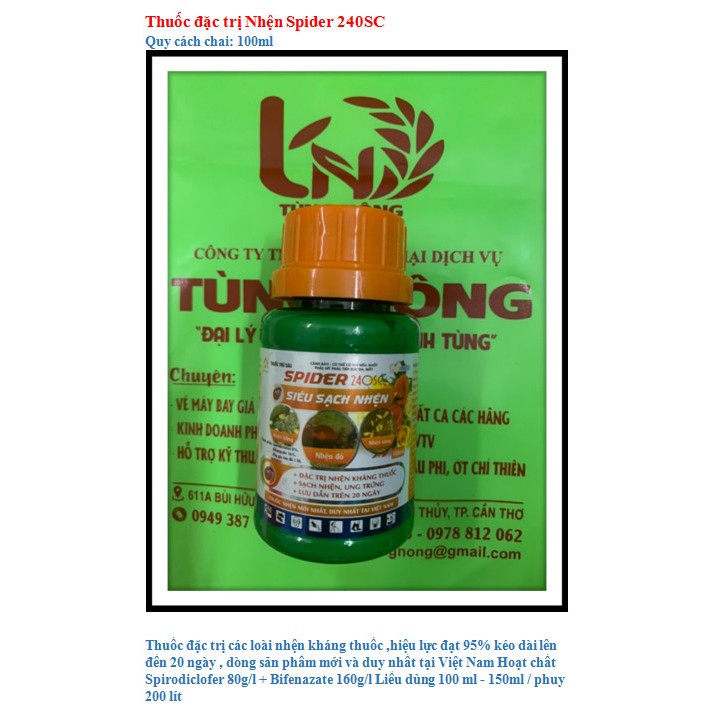 Thuốc đặc trị Nhện Spider 240SC 100ml