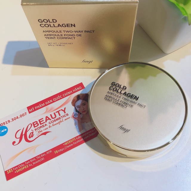 Phấn phủ trang điểm dưỡng da chống nắng Gold Collagen Ampoule Two Way Pact The Face Shop fmgt 9.5g SPF30+PA+++ | BigBuy360 - bigbuy360.vn