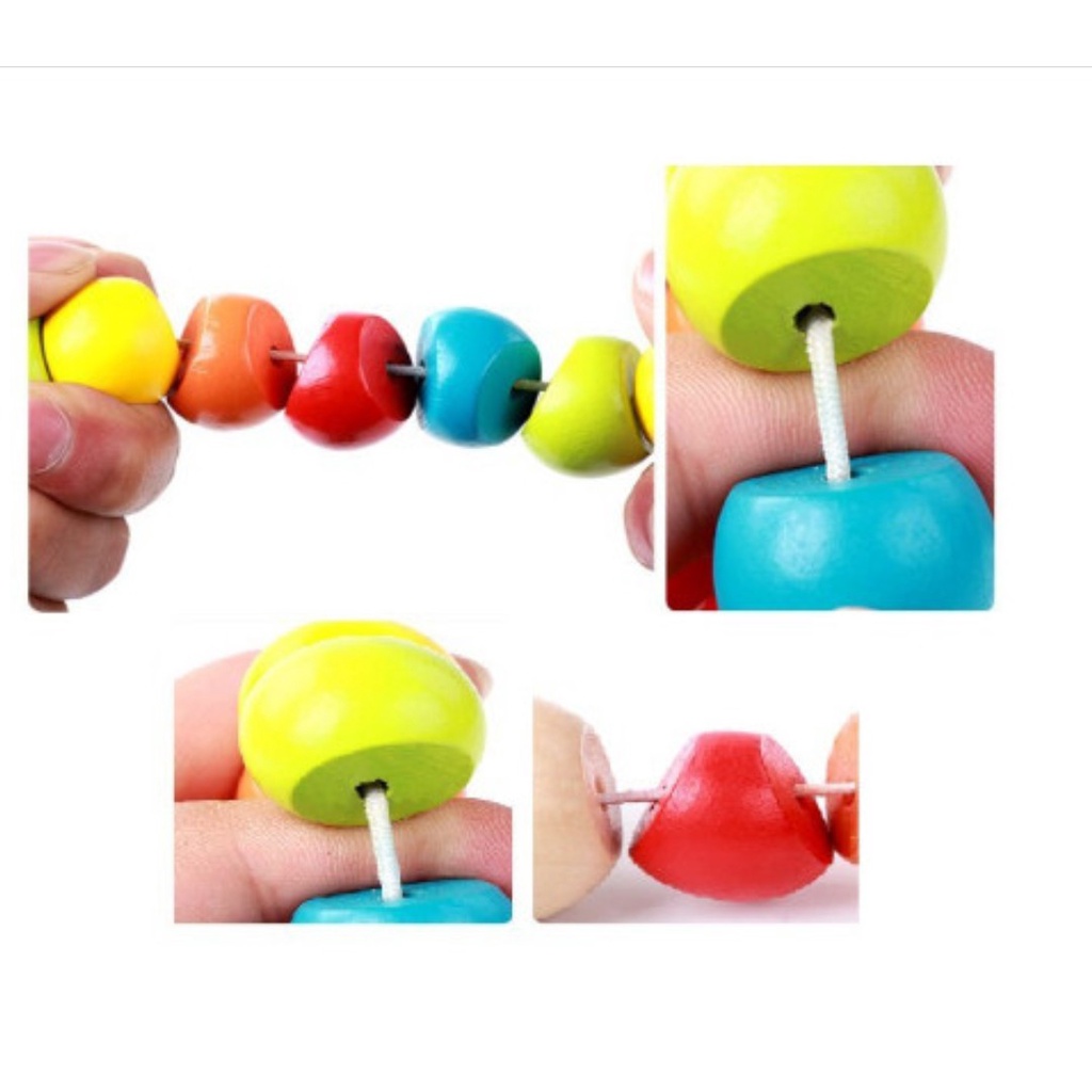 Đồ chơi con sâu gỗ uốn dẻo nhiều màu sắc cho bé phân biệt màu sắc