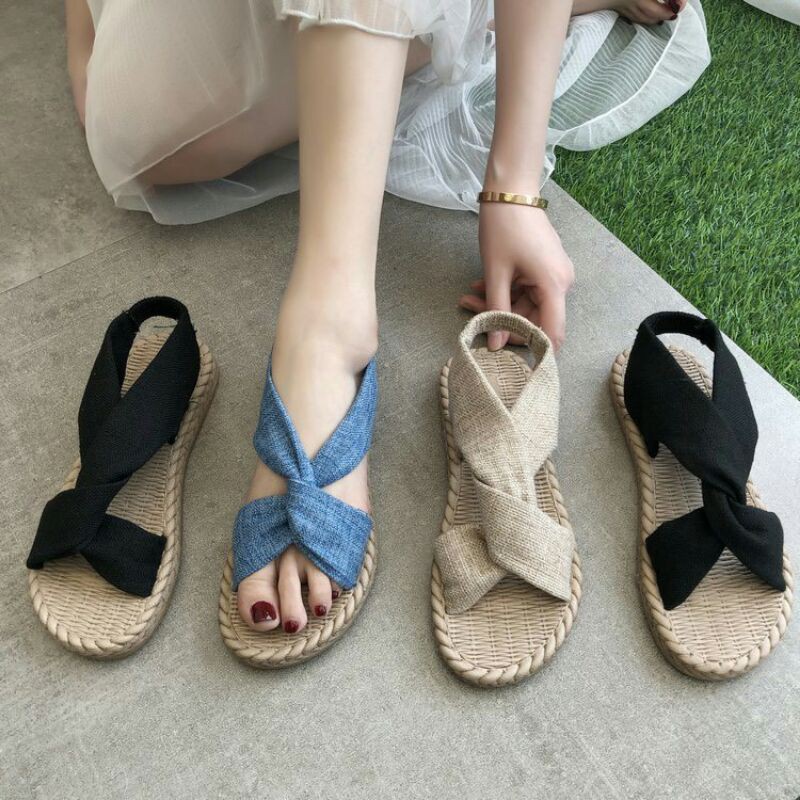 Giày sandal quai chéo nữ vintage siêu xinh