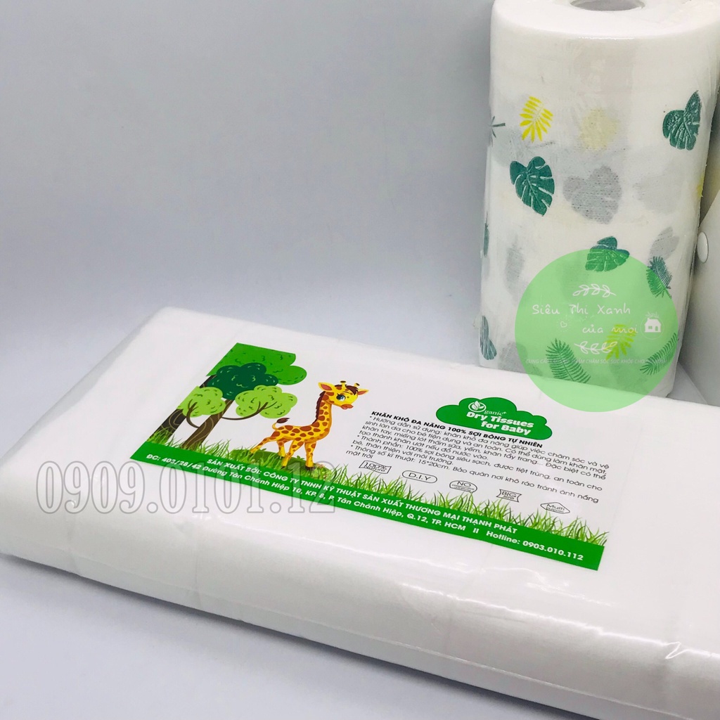 Khăn khô đa năng Oganic+, khăn lau khô hàng xuất nhật bịch 300gr