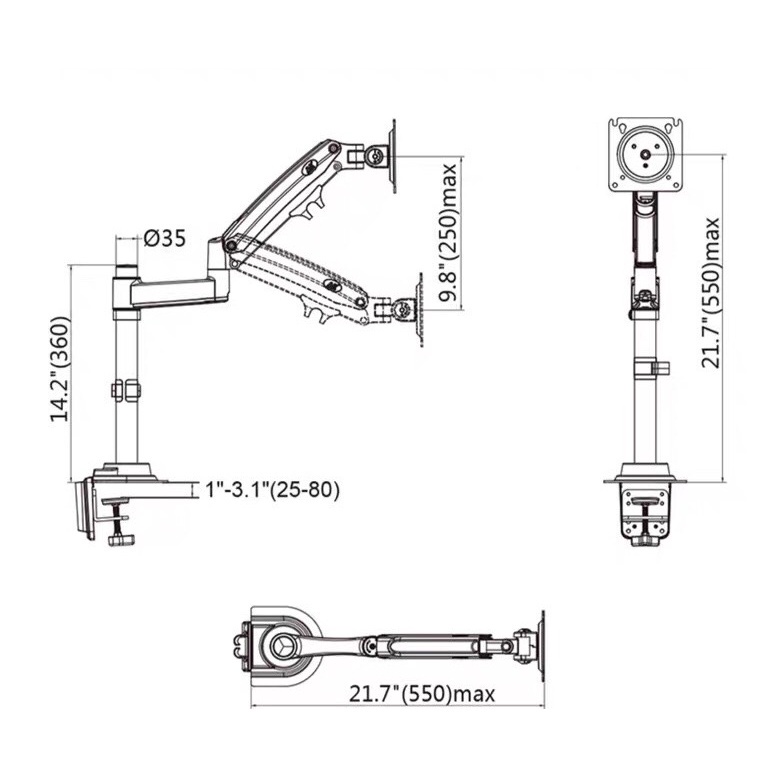 Giá treo màn hình máy tính North Bayou NB-H100 từ 22 - 35 inch, tải trọng màn hình max 12kg, Xoay linh hoạt 360
