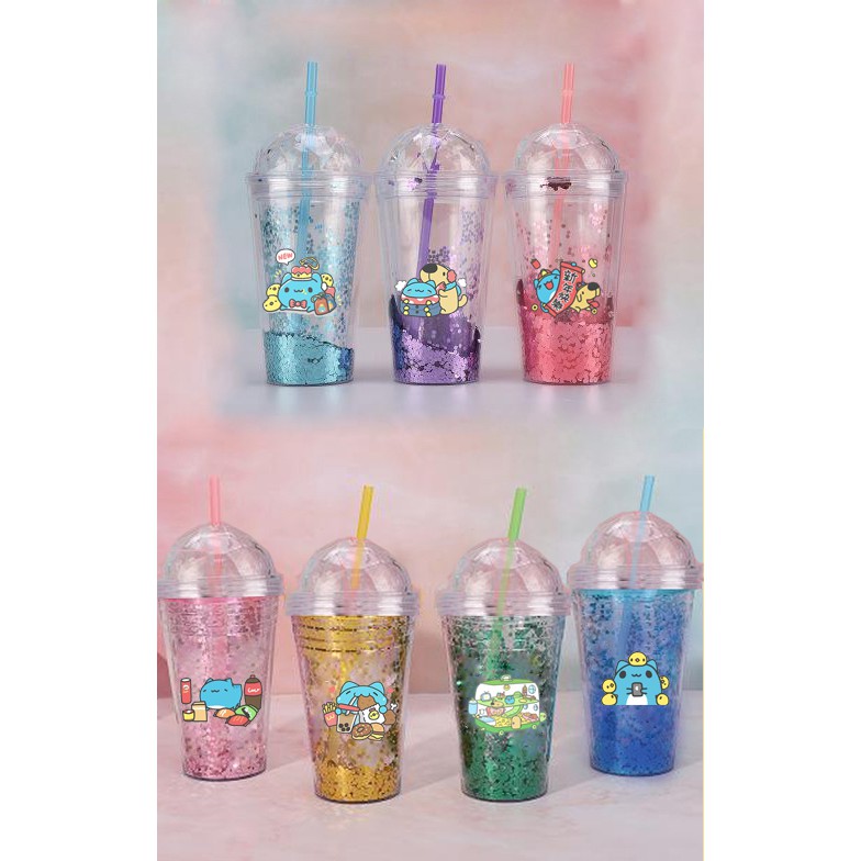 cốc 2 lớp mèo capoo kim tuyến CNKI36 cốc giữ nhiệt ly 2 lớp cốc làm lạnh dễ thương 500ml