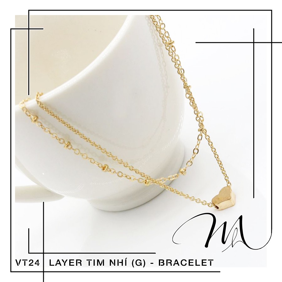 Lắc chân nữ Titan dây đôi hình trái tim nhỏ xinh xắn - Măng’s House LC10