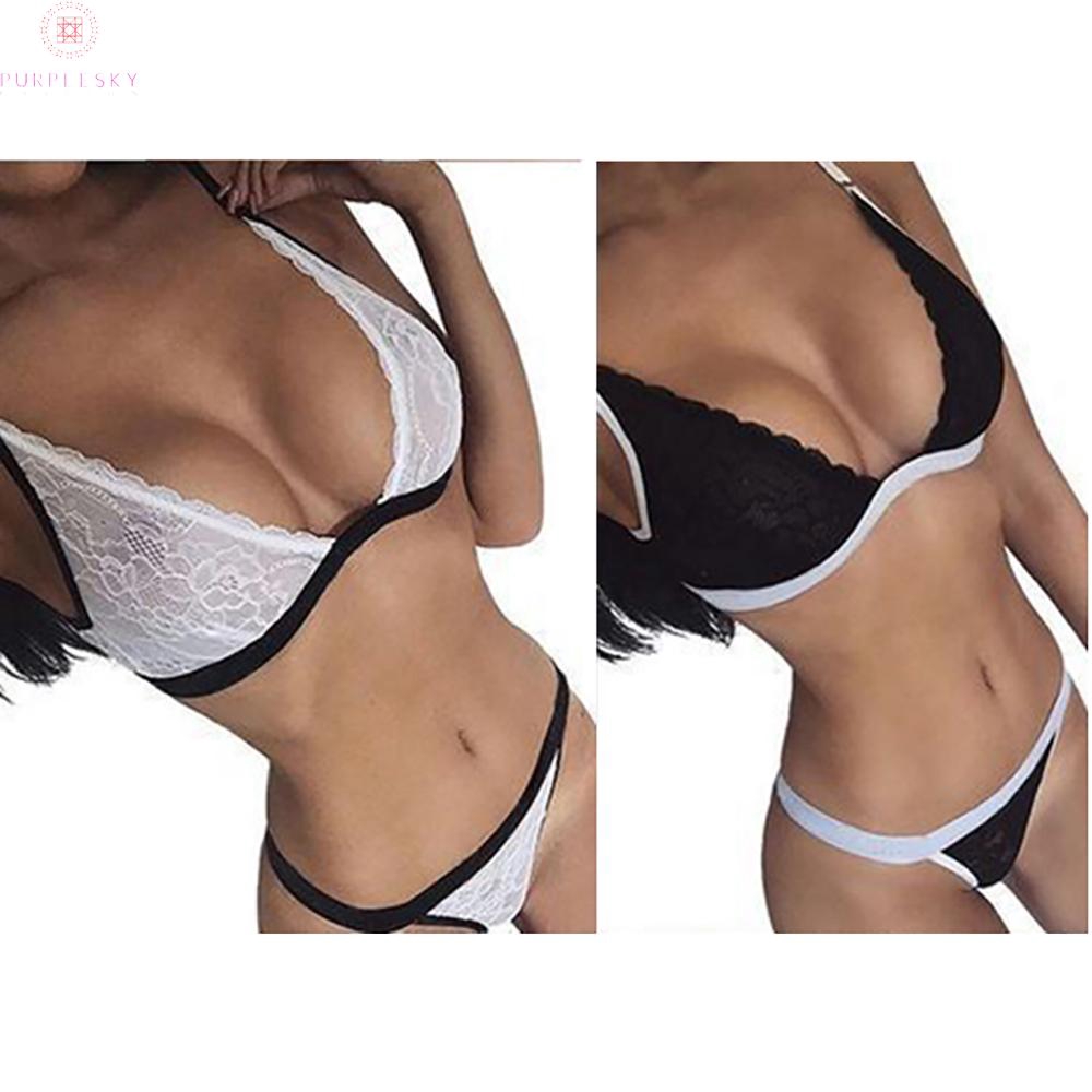 Bra+Thong Bandage Sexy Push Up Sport Underwear Lingerie Brief Thong Sets Nightwear Outfit Women Ladies Bra Set | BigBuy360 - bigbuy360.vn