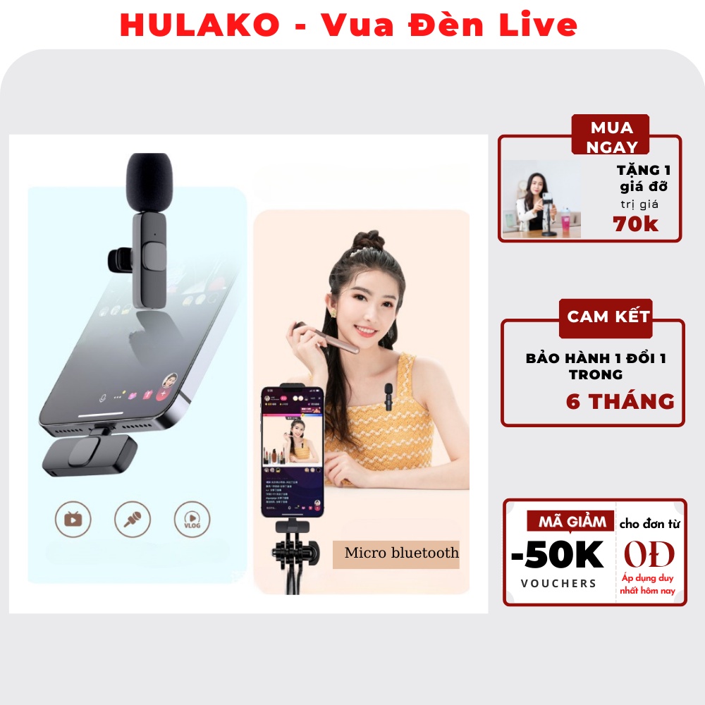 Micro thu âm không dây K8.k9 cổng Lighttning, type C khử tiếng ồn phù hợp phát trực tiếp/ quay video/ tiktok,ghi âm