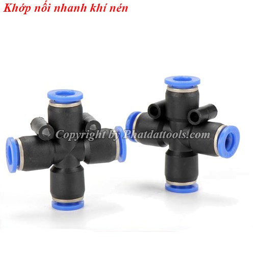 Khớp nối nhanh dây hơi khí nén dạng thẳng,chữ T,chữ thập-Nhựa PE cao cấp-Size 6-8-10-12