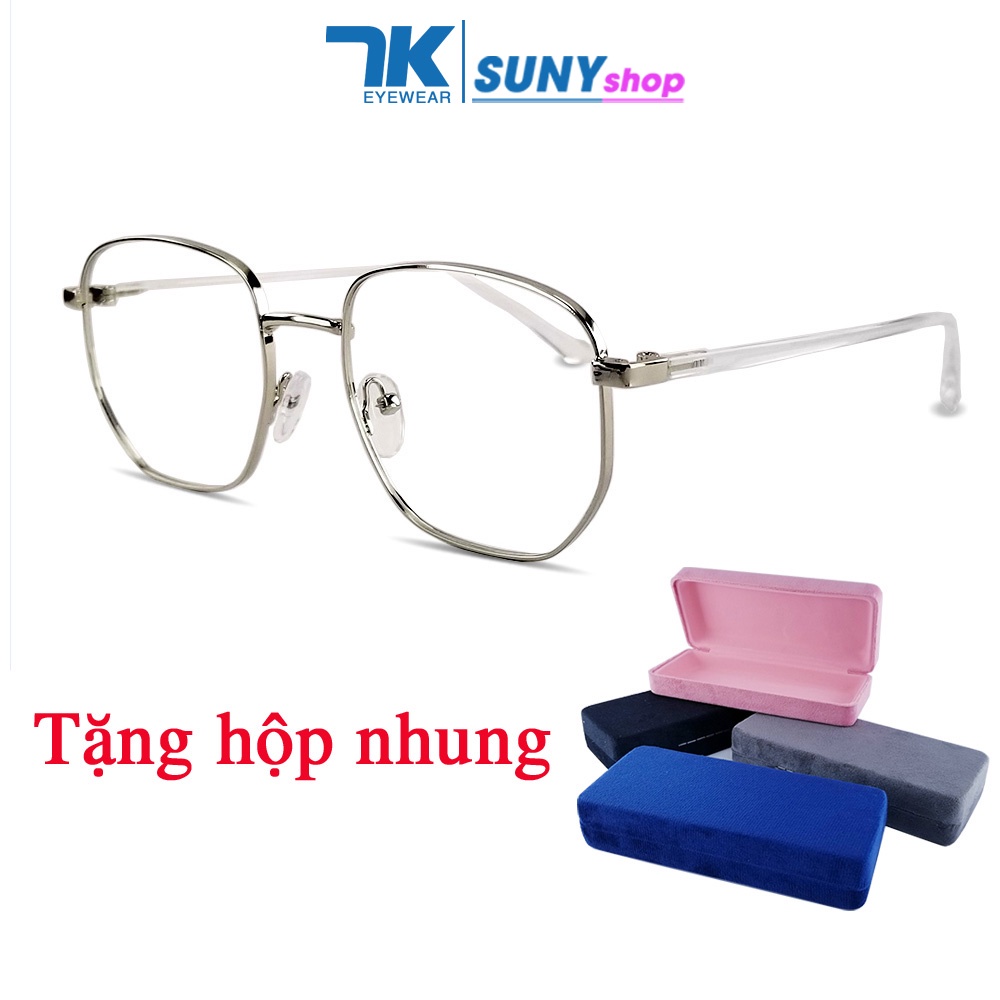 Gọng kính cận nữ, nam mắt kim loại/nhựa 7K6619 màu vàng hồng, đen, bạc. Tròng kính 0 độ chống ánh sáng xanh, tia UV