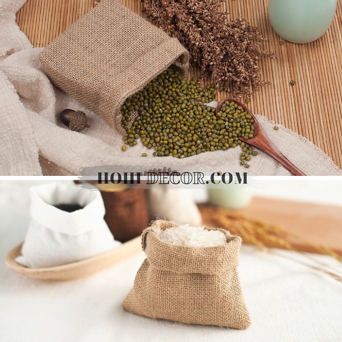 Túi Vải Bố Thô Trang Trí Chụp Hình Sản Phẩm Đồ Ăn, Hạt, Food Photography, Vintage - Shop Hohi Decor