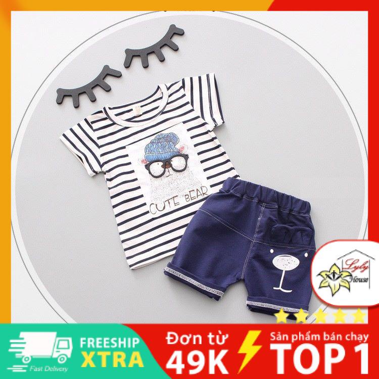 Set short cotton xuất Hàn cho bé trai từ 3m - 18m