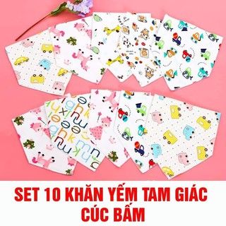 Khăn yếm tam giác có cúc bấm (10 chiếc) có review khách hàng