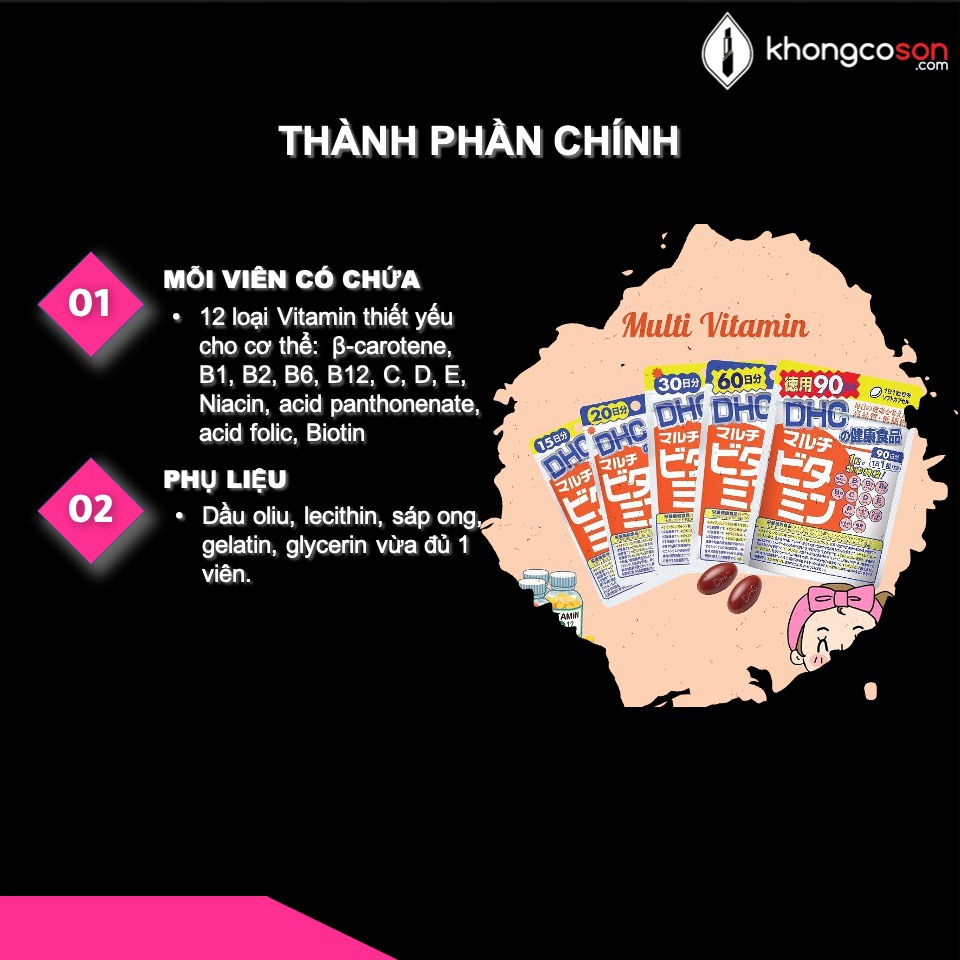 Viên Uống Vitamin Tổng Hợp DHC Bổ Sung Multivitamin Cho Nam, Nữ Và Bé Từ Nhật Bản - Khongcoson | Thế Giới Skin Care