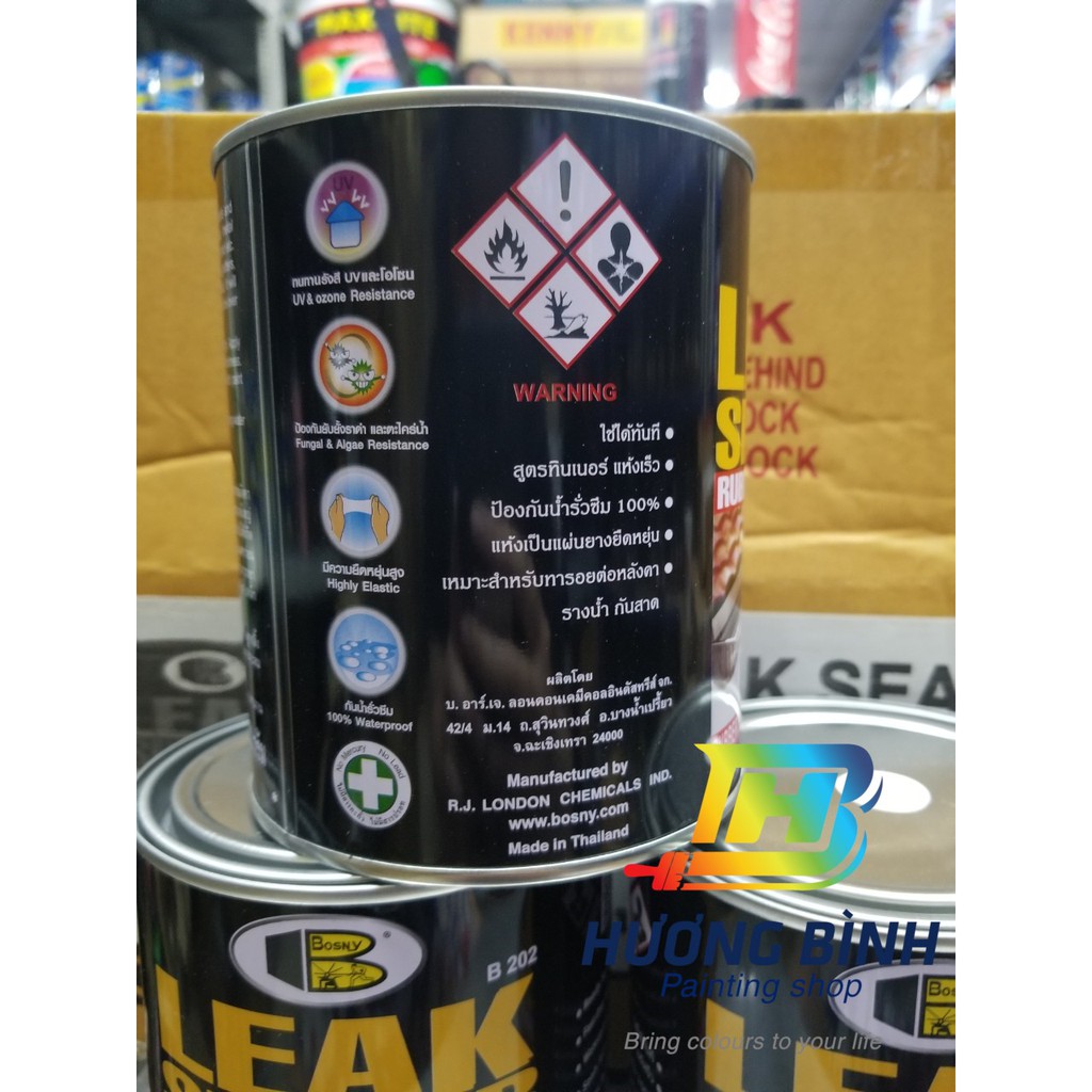 Sơn cao su chống thấm, chống dột Bosny - Leak Sealer Bosny B202 (500gr)