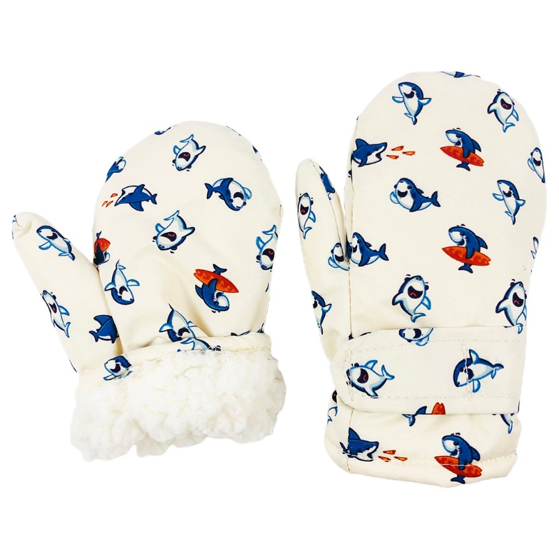 Bộ 2 Găng Tay + Mũ + Găng Tay Chống Nước Họa Tiết Hoạt Hình Giữ Ấm Mùa