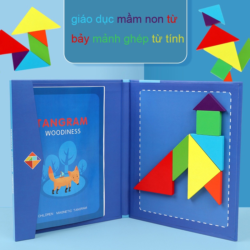 Đồ Chơi Xếp Hình Tangram Có Kèm Sách Từ Tính Rèn Luyện Tư Duy Sáng Tạo