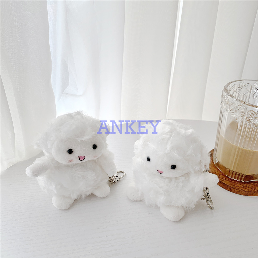 TPU Silicone Case for Airpods 1 / 2 Case Headset Case Lamb Plush Doll Wireless Cover for Airpods pro Earbuds Waterproof Shockproof Shell Soft Protective Case Headphone Cover Headset Skin with Hook