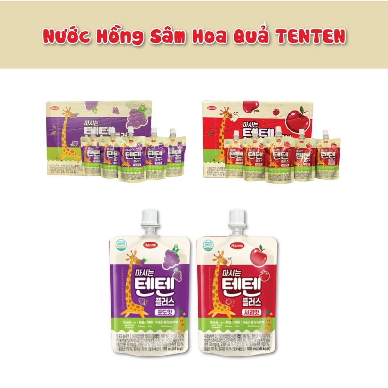 Nước trái cây hồng sâm Hanmi TenTen 100ml cho bé 12m+