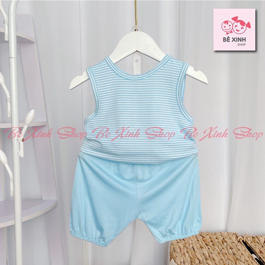 Ba Lỗ Bộ thun lạnh ba lỗ sát nách cộc tay cho bé trai bé gái Minky Mom  Đồ bộ quần áo 3 lỗ SÁT NÁCH SỌC cho bé