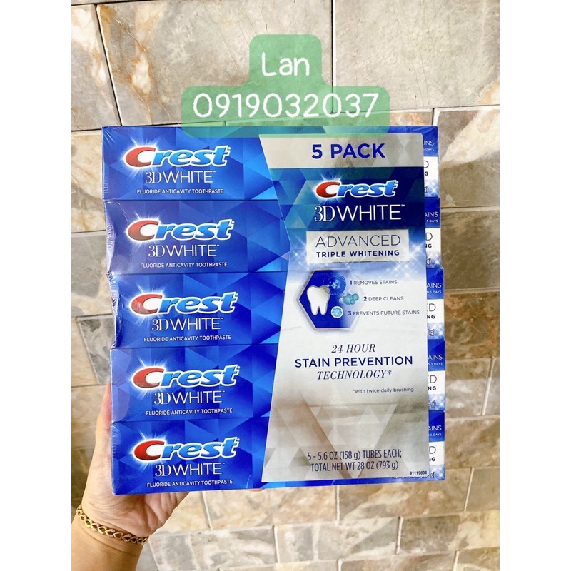 Kem đánh răng Crest 3D White 158 gram date 2022 - Hàng Mỹ