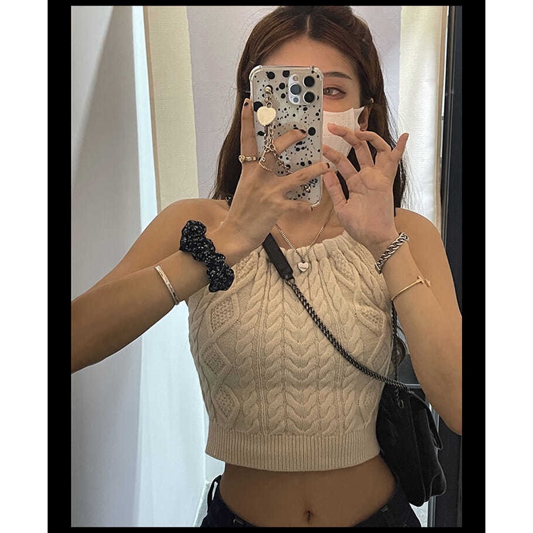 COZOK Áo Dệt Kim Không Tay Hở Lưng Gợi Cảm Cho Nữ