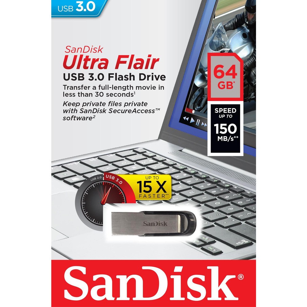 USB 3.0 SanDisk Ultra Flair CZ73 64GB 150MB/s SDCZ73-064G-G46 - Bảo hành 5 năm