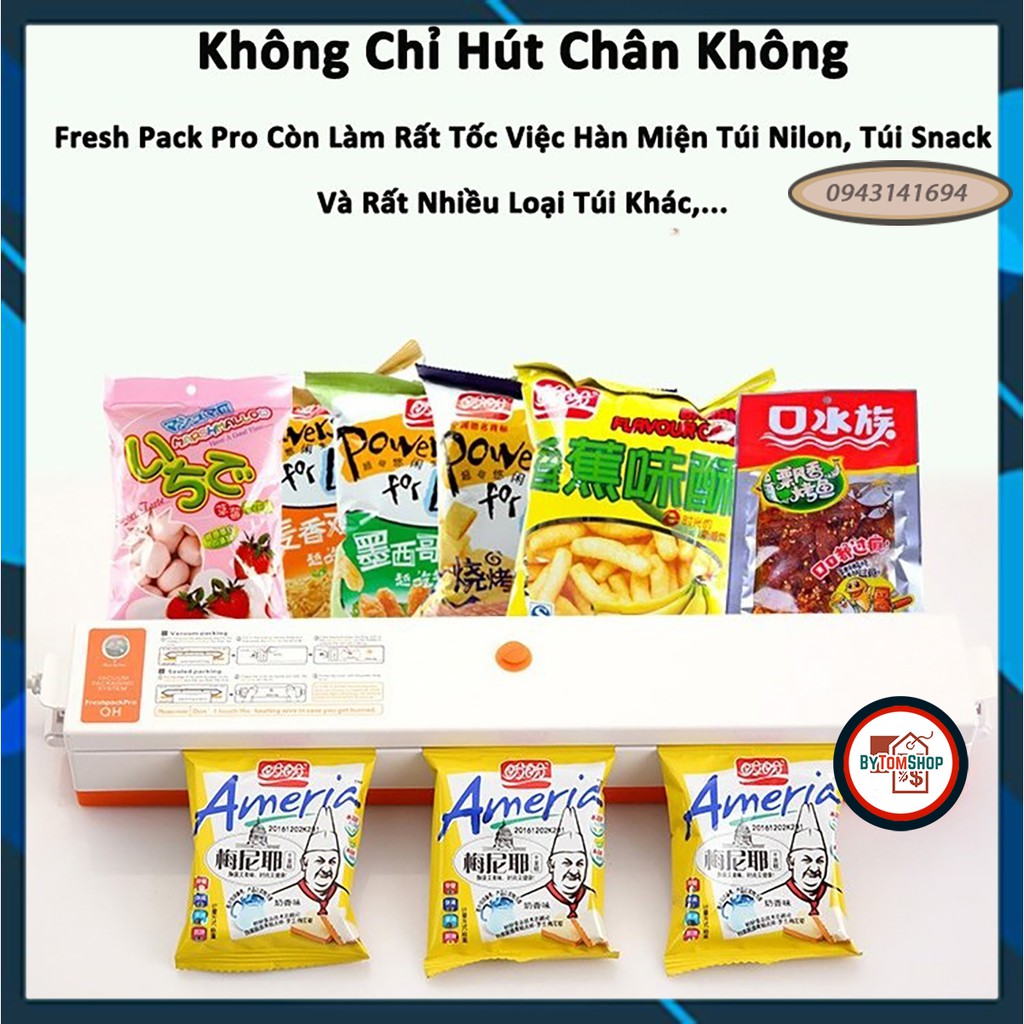 MÁY HÚT CHÂN KHÔNG MINI THÔNG MINH FRESH PACK PRO - HÚT CHÂN KHÔNG, HÀN MIỆNG TÚI BẢO QUẢN THỰC PHẨM - BYTOM