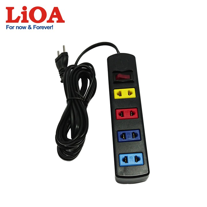 [4ổx3mx1000W] Ổ cắm điện LiOA - Ổ cắm kéo dài phổ thông 4 ổ cắm có công tắc LiOA 4TS3-2