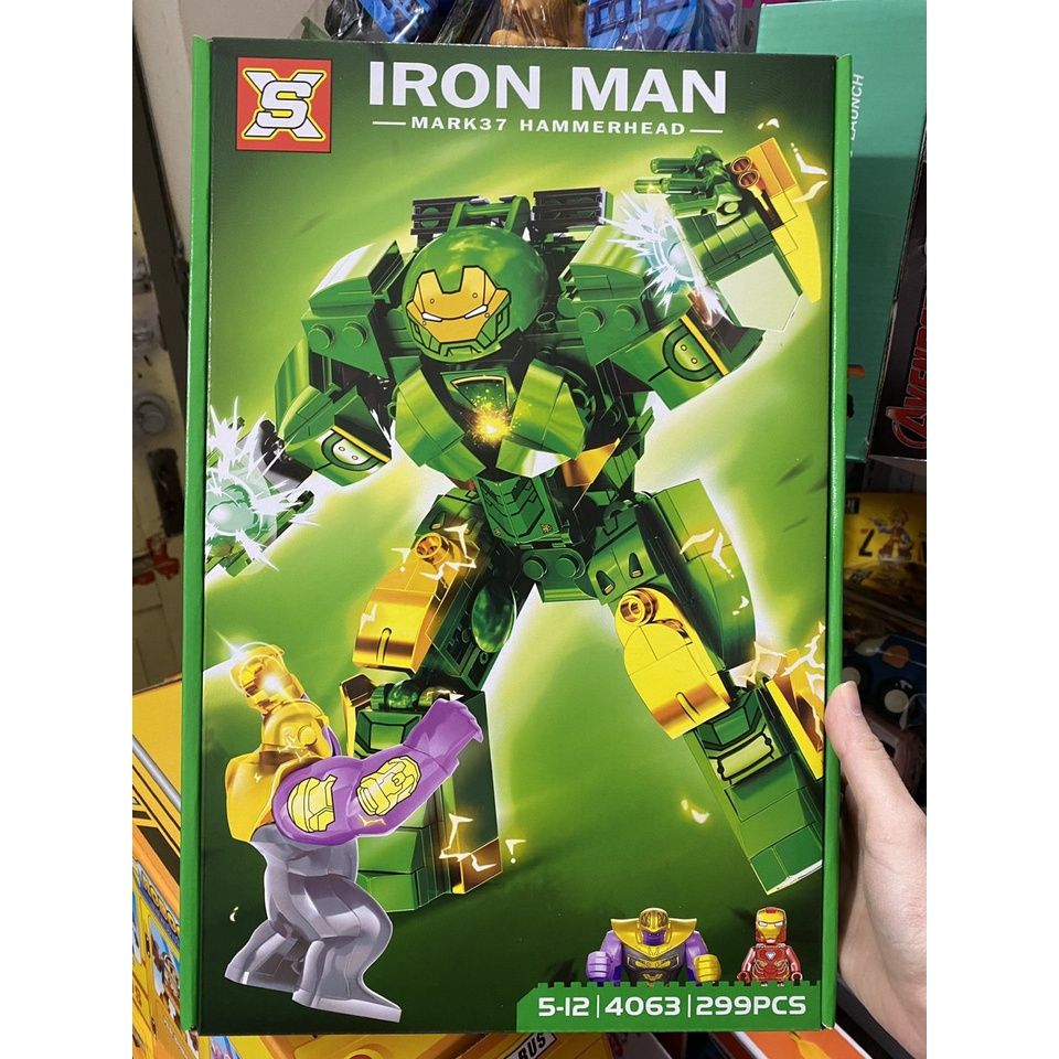 Bộ xếp hình lego lắp ghép IRONMAN HULKBUSTER 4062 4063 4064 4065 lôgo Hammerhead Siêu Robot Hulk Buster người sắt