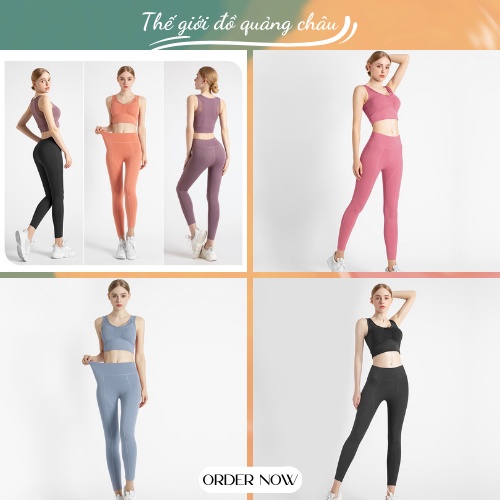 Bộ tập YOGA, GYM áo bra vải co giãn 4 chiều thấm hút mồ hôi - Hàng Quảng Châu Cao Cấp