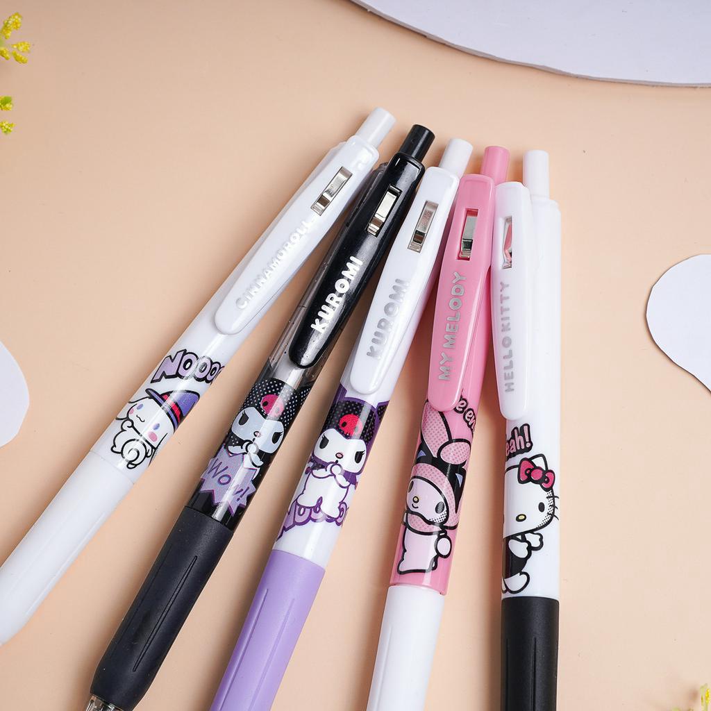 Bút bi gel mực đen SANRIO ngòi 0.5mm đóng hộp tím hoạ tiết Kuromi dễ thương, nét bút trơn, mực đều KT82024