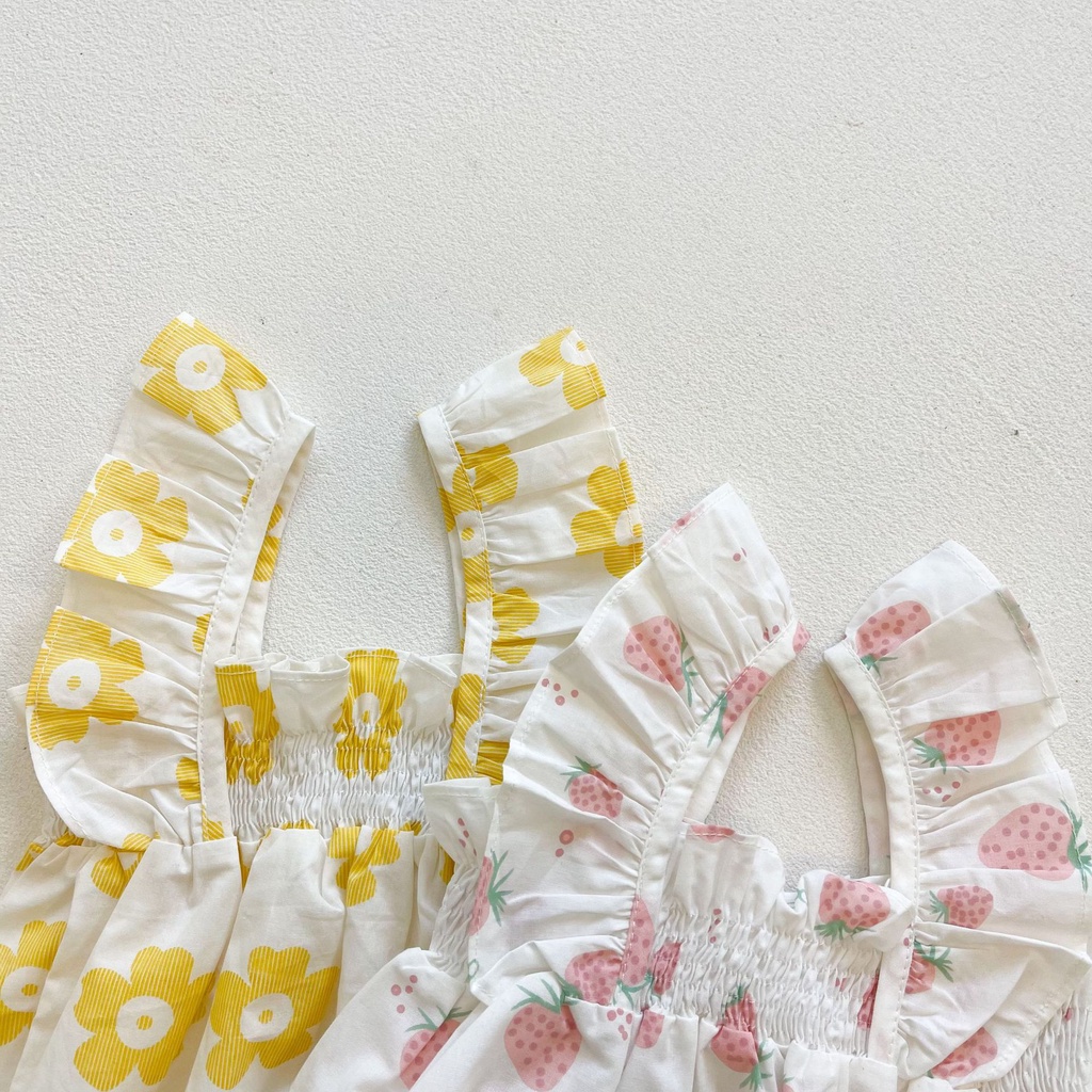 Bộ Áo Liền Quần Tam Giác Hai Dây Thời Trang Mùa Hè Cho Bé Gái