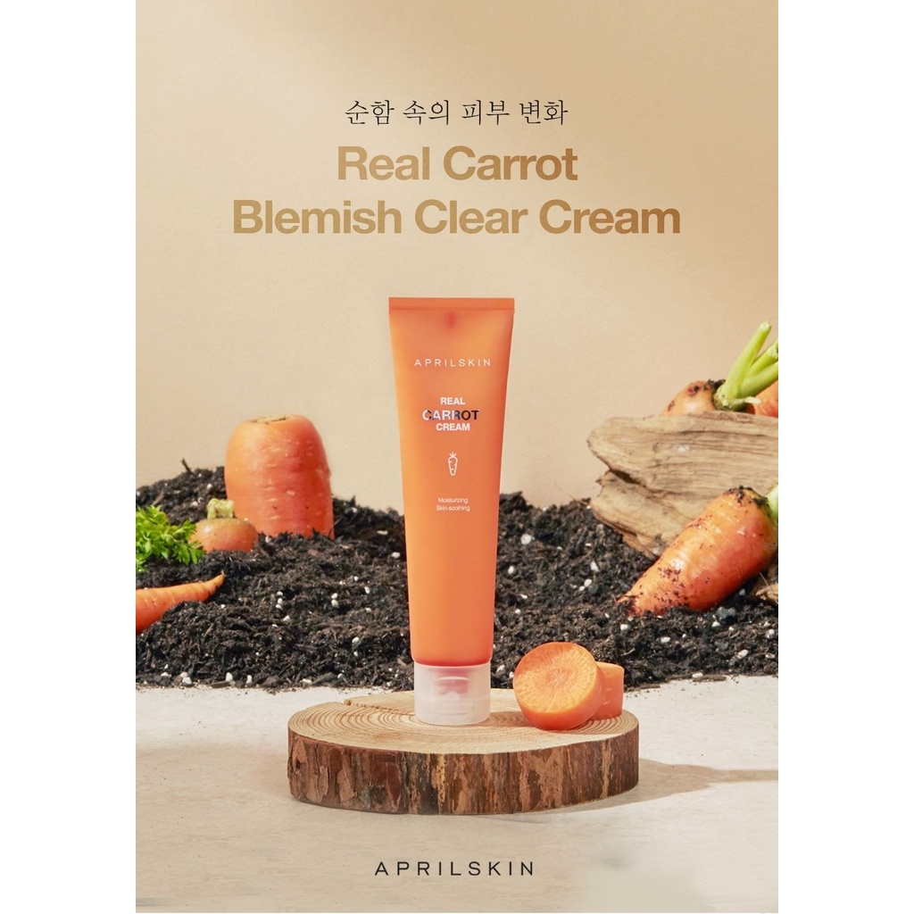 ( Tuýp Full &amp; mẫu dùng thử ) Kem Dưỡng Cà Rốt Làm Sạch Mụn, Sáng Da Aprilskin Real Carrotene Blemish Clear Cream