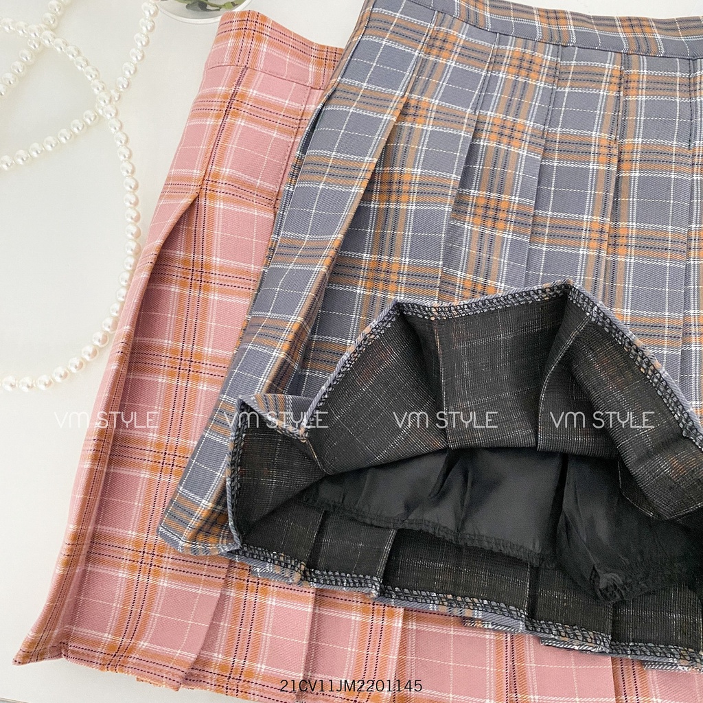 Chân váy ngắn chữ A xếp ly caro, chân váy tennis kèm quần lót bên trong thời trang Hàn Quốc VM STYLE 21CV11JM2201 | BigBuy360 - bigbuy360.vn
