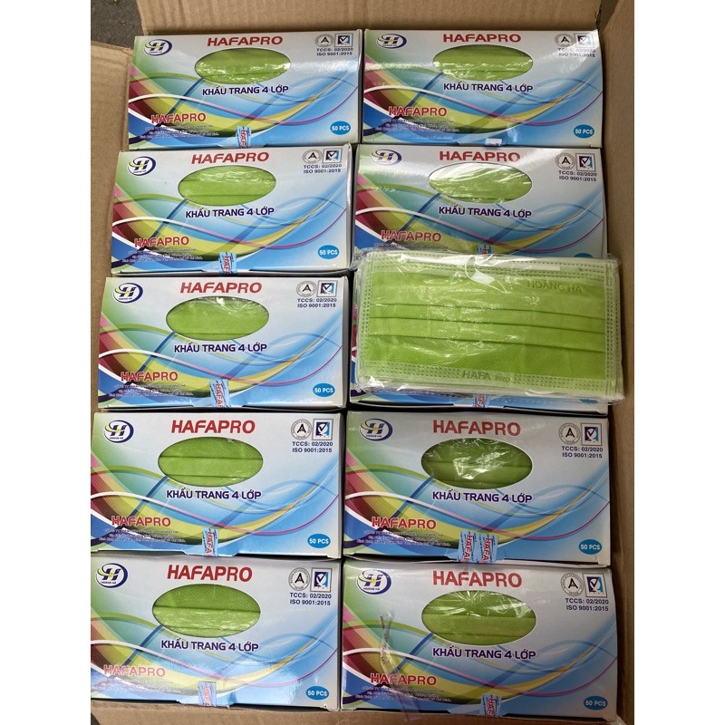 Khẩu Trang Y Tế 4 Lớp HAFAPRO Hộp 50 Cái xanh lá | BigBuy360 - bigbuy360.vn