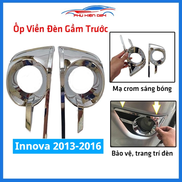 Ốp viền đèn gầm trước xe Innova 2013-2014-2015-2016 mạ Crom chống trầy trang trí làm đẹp xe