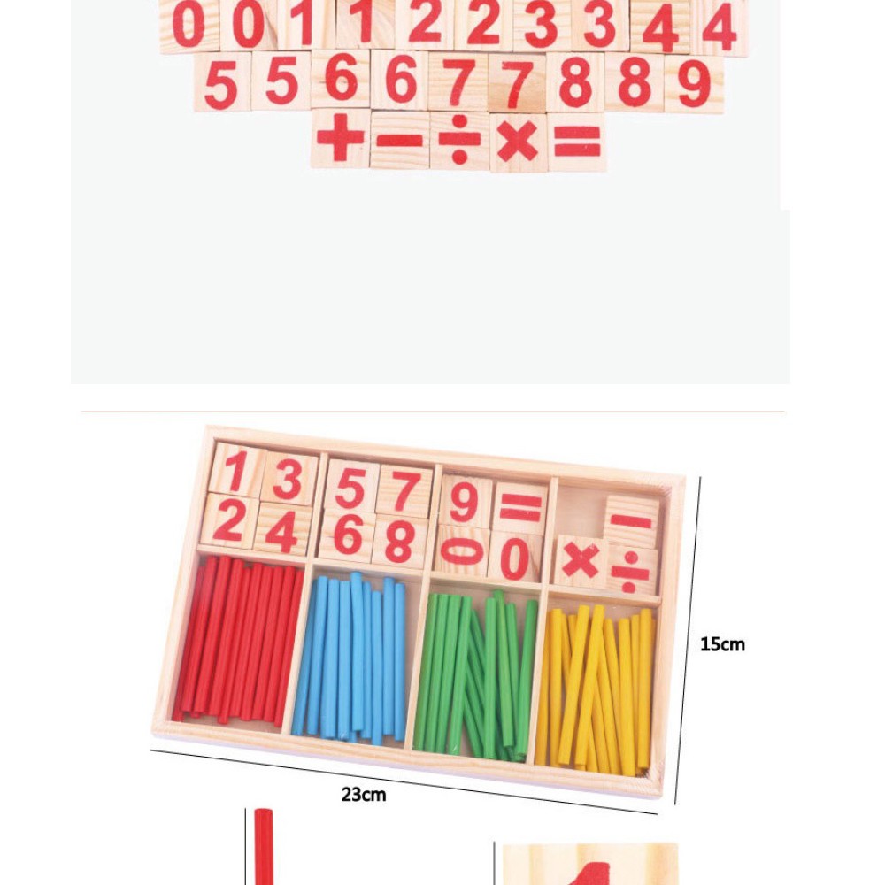 Bộ que tính học toán kèm thẻ số bằng gỗ - Đồ chơi gỗ Baby Toys 024- dochoigo024