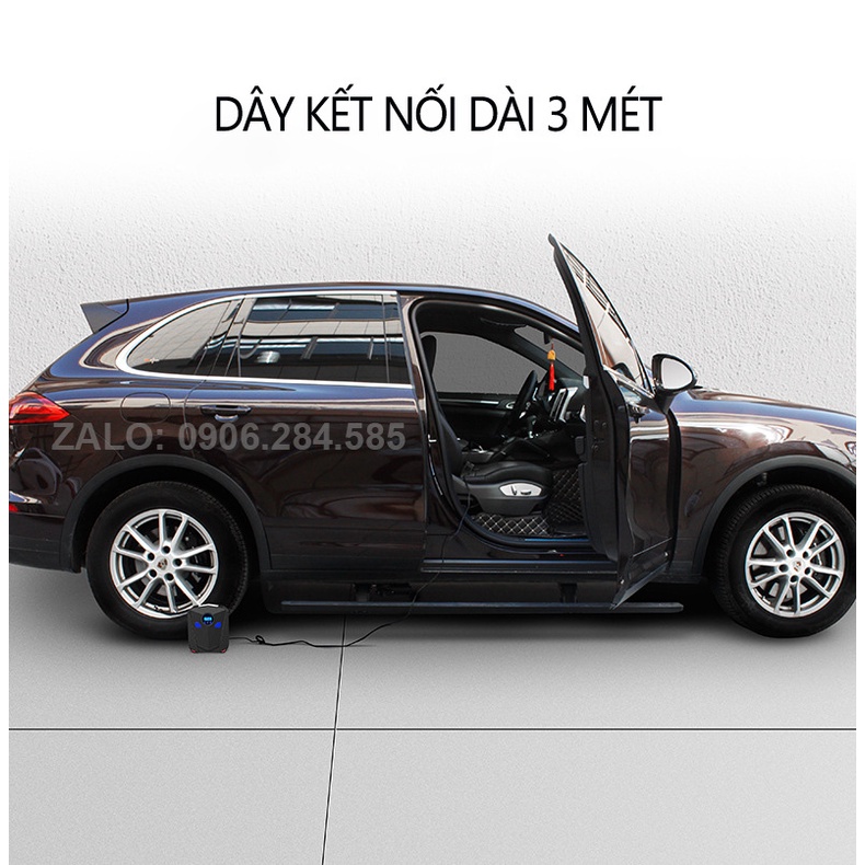 Máy bơm lốp xe Ô tô tăng áp 12V điện tử chế độ Tự Ngắt Rundong AC-980F kết hợp bộ dụng cụ sữa chữa xe đa năng.