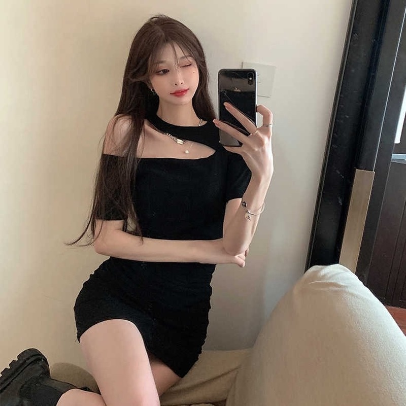 Đầm Ngắn Tay Trễ Vai Dáng Ôm Thời Trang Mùa Hè Hàng Mới 2022