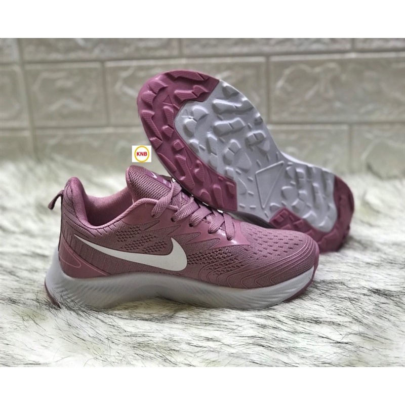 [Freeship + Tặng Kèm Tất] Giày thể thao nam Nike Zoom, Giày Nam Chạy, Đi Bộ Đế Mềm Nike Zoom hồng tím logo trắng