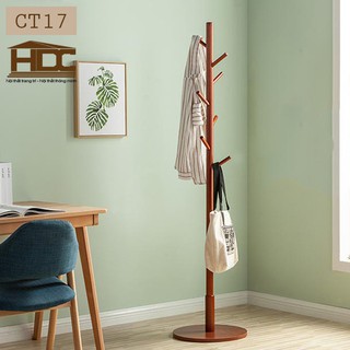 Cây treo quần áo gỗ tự nhiên CT17 màu cánh gián