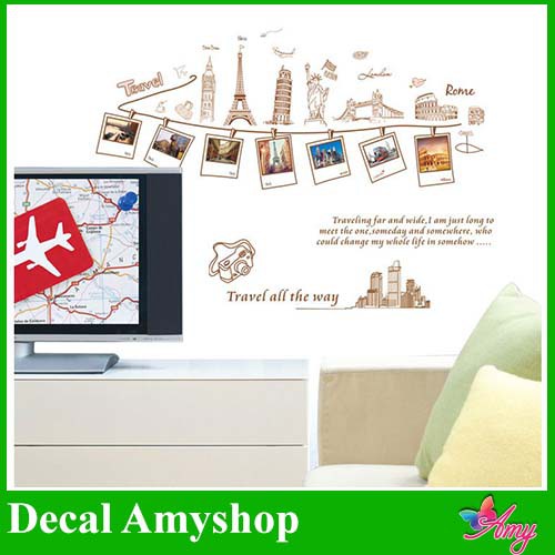 Decal dán tường Treo ảnh du lịch DKN041