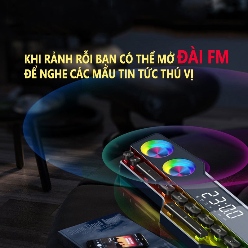 Loa Bluetooth V18 Siêu Trầm Âm Lượng Lớn 20W, Màng Loa Kép Cho Máy Tính, Âm Thanh Rực Rỡ Ánh Sáng, Nút Điều Chỉnh Giả Cơ