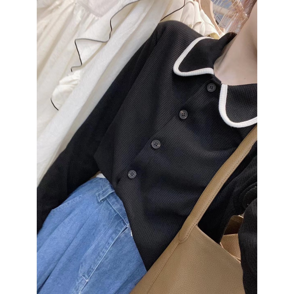 Áo Len Nữ Cardigan Cổ Polo Mix Hàng Cúc Dáng Basic Chất Len Dày Dặn Mẫu Thu Đông 2022 Chinie.store M2537