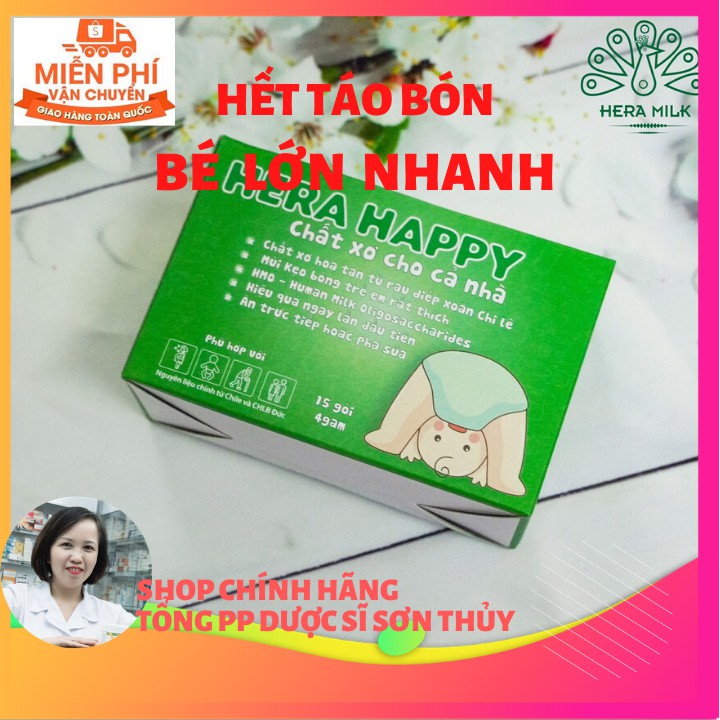 Chất xơ hòa tan Hera Happy - Hỗ trợ điều trị táo bón tại nhà, dành cho người lớn, trẻ em